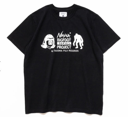 NANGA×TACOMA FUJI RECORDS BIGFOOT SURVEY PROJECT LOGO TEE BLACK